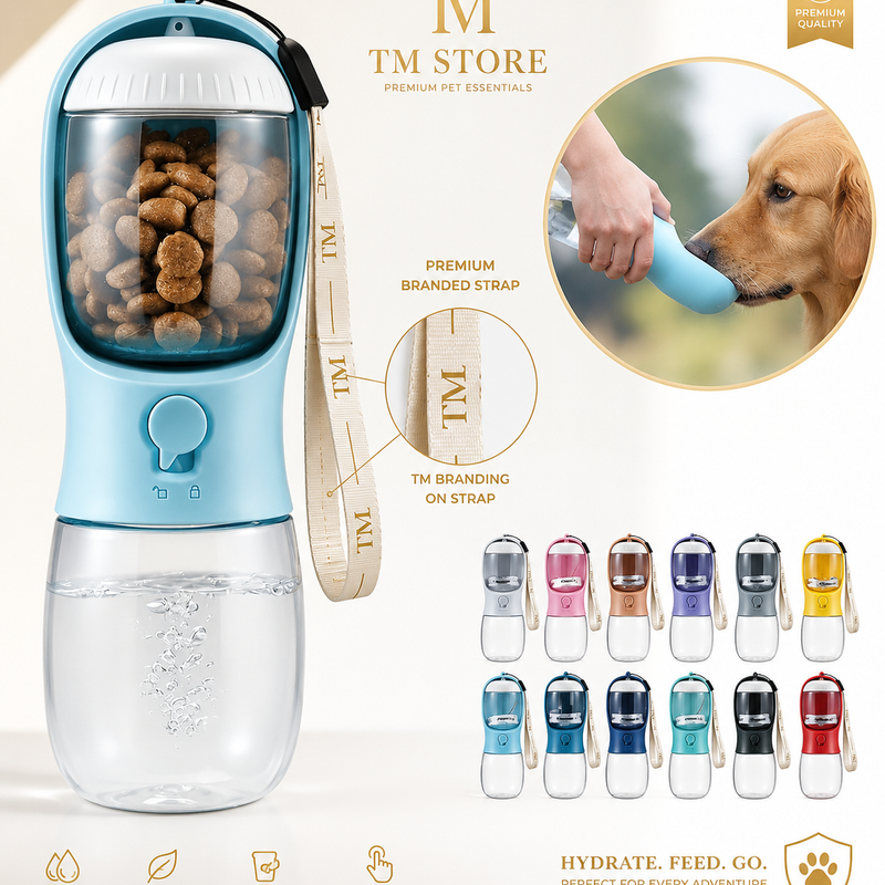 Dog Water Bottle Portable with Food Container.