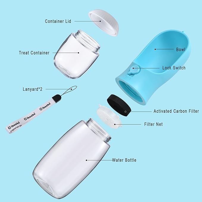 Dog Water Bottle Portable with Food Container.