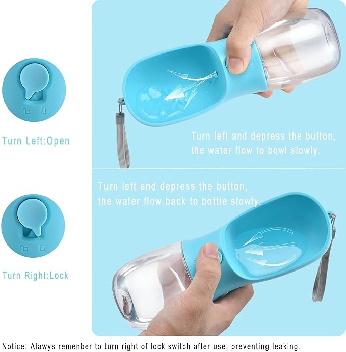 Dog Water Bottle Portable with Food Container.